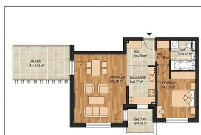 Apartament de 2 camere ( 69 MP )-Tractorul - 11