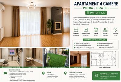 Apartament cu 4 camere decomandat în Pipera
