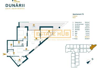 Apartament cu CF 3 camere recompartimentate in 4 camere langa viitorul Parc Est - 2