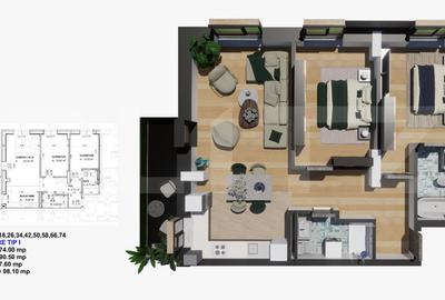 Apartament cu 3 camere decomandat în Valea Rosie