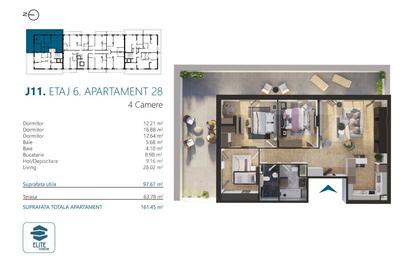Apartament cu 4 camere, 98 mp, Ansamblu Rezidential, zona RIVUS - 2