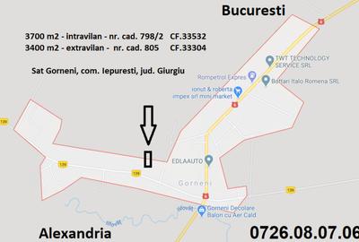 Vand teren Gorneni/Iepuresti/Giurgiu 3700 intravilan + 3400 extravilan - 3