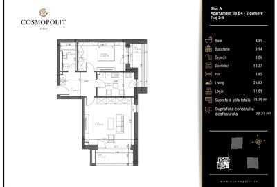 Apartament 2 camere | Cosmopolit Zenit | Răcădău | Pozitionare SV - 6