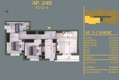 Apartament nou, decomandat cu 3 camere, ansamblu rezidential, Vidra - 8