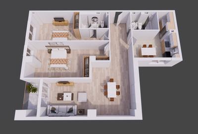 Apartament cu 3 camere decomandat, mobilat în Voluntari