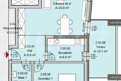 Apartament 2 camere, 56 mp, Terasa 12 mp, Imobil Nou, Semicentral - 5