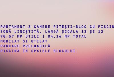 Apartament de vânzare, 3 camere, bloc cu piscină – Pitești - 13