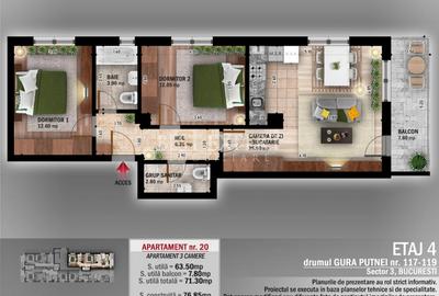 Apartament cu 3 camere semidecomandat în Theodor Pallady