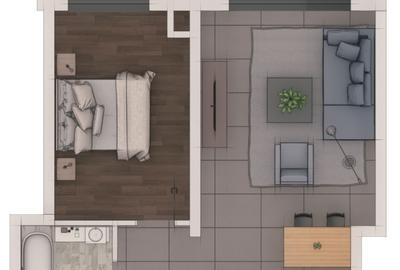 Apartament cu 2 camere semidecomandat în Florești