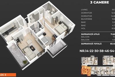 Apartament cu 3 camere decomandat-89 mp-3 minute de metrou Berceni - 12