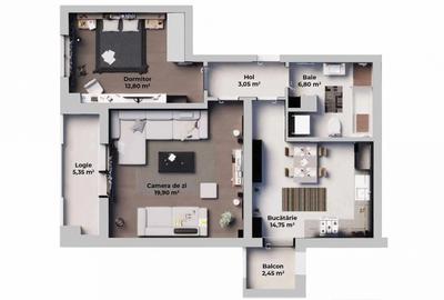 Apartament cu 2 camere decomandat în Periferie