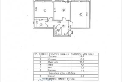 Apartament 2 camere 56mp, zona Vidin, etaj 3/4. - 2