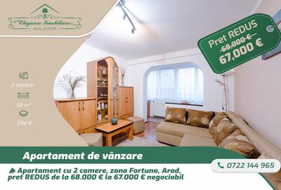 Apartament cu 2 camere semidecomandat, mobilat în Fortuna