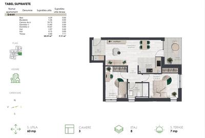 Apartament cu 3 camere decomandat în Dumbrăvița