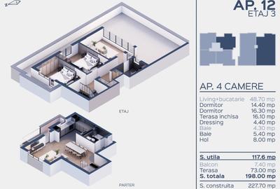 Penthouse exclusivist 4 camere, 198 mp, terasă mare – bloc boutique - 15