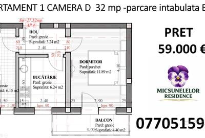 INTABULAT - Apartament 1 camera D 32 mp  parcare intabulata Lunca Cetatuii - 2