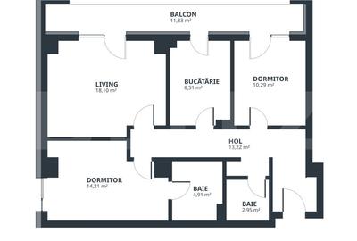 Apartament de 3 camere, 2 bai, 84.01,  zona Tatarasi - 2