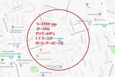 Teren  Basarabia-2500 mp,D=30m,zona M3 - 1