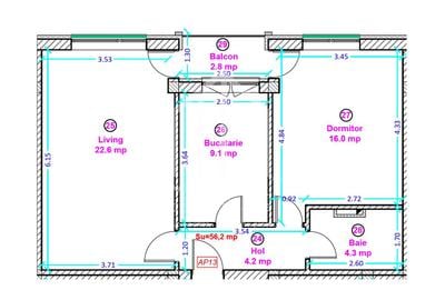 Apartament 2 camere + 56,2 mp - etaj intermediar - Shopping City Sibiu - 3