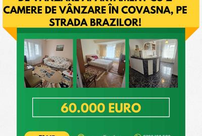 De vânzare apartament cu 2 camere de vânzare în Covasna, pe strada Brazilor!