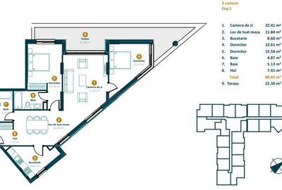 Apartament 3 camere, finisat modern, zona Intre Lacuri, 2700 eu/mp - 14