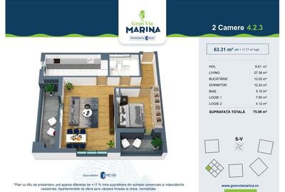 Complex rezidential nou- apartament 2 camere foarte spatios cu logie mare - 1