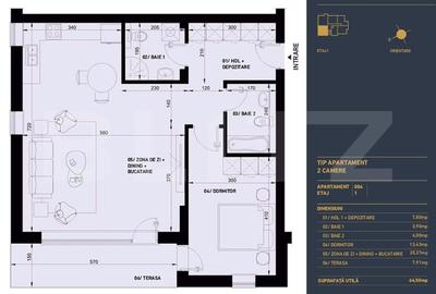 Apartament cu 2 camere, 2 bai, Smart Home, 64.5 mp - Complex Rezidential Nou - 2
