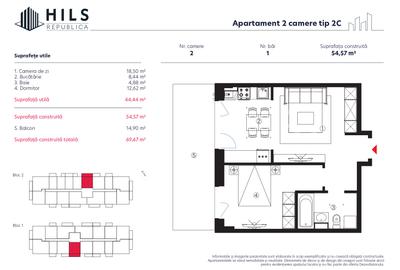 Apartament cu 2 camere decomandat în Industriilor