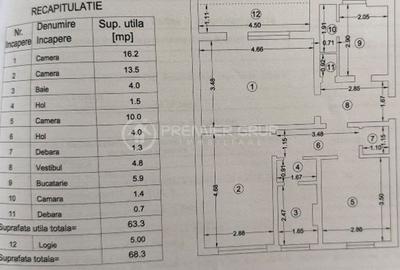 Apartament cu 3 camere în Podu Roș