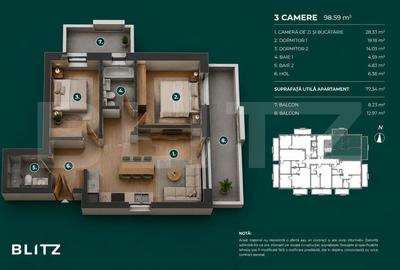 Apartament 3 camere / 2 Balcoane / nZEB / Buna Ziua - 1
