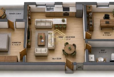 Apartament 3 Camere- 54 MPU-Parter-Terasa-Parcare - 1