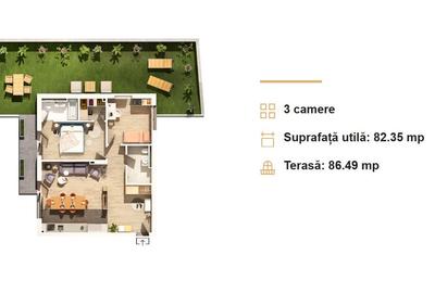 Apartament 3 camere cu terasa de 86 m2 in apropiere de parcul Central - 5