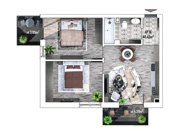 Apartament cu 3 camere semidecomandat în Apahida