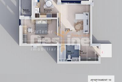 Apartament 2 camere 57 mp 2 balcoane etaj 1 - 8