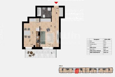 Apartament cu 3 camere | 59.83mp | Bloc nou | Etaj 1 | Garaj | Zorilor - 9