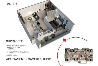 Apartament cu 2 camere semidecomandat în Triaj