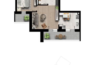 Apartament cu 2 camere semidecomandat în Militari