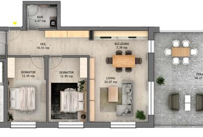 Penthouse cu 3 cam 140 mp Str D-na Stanca Selimbar  Orhideea - 8