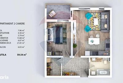 Apartament cu 2 camere semidecomandat în Sânpetru