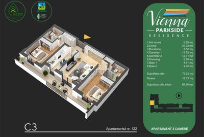 Apartament 3 camere de vanzare, 89 mp, terasa, Metalurgiei, Sector 4 - 6