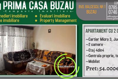 APARTAMENT 2 CAMERE DE VANZARE IN CARTIER MICRO 3, BUZAU MOBILAT; PRET: 54.000 e