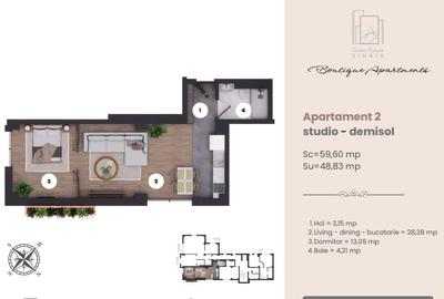 Apartament de 2 camere//Demisol - Centrul Orasului Snaia - 1