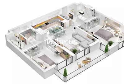 Apartament cu 3 camere | Noua | 97 mp Utili - 3