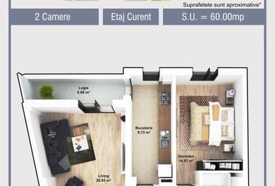 Apartament cu 2 camere decomandat în Uverturii