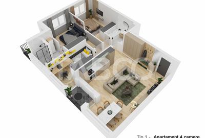 Apartament cu 4 camere 81 mpu si LOC PARCARE zona Doamna Stanca - 1
