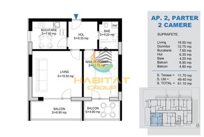 Pallady 2 camere decomandat 61 mp doar 15 min. metrou Teclu - 2