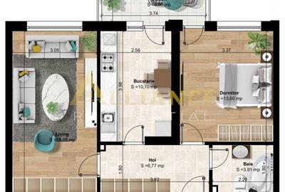 { Miraslau } 10 minute de metrou { Apartament 2 camere } - 3