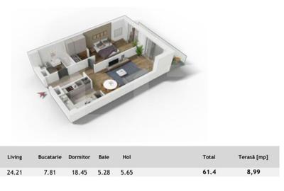Apartament cu 2 camere semidecomandat în Mărăști