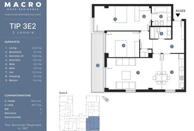 MacroNordResidence - Straulesti - Bucurestii Noi - 3 camere 118mp construiti gat - 2