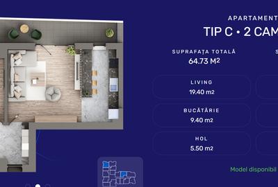 Apartament 2CD, 63.34mp - 2